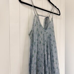 Final Touch Blue Floral V-Neck Sleeveless Harem Jumpsuit